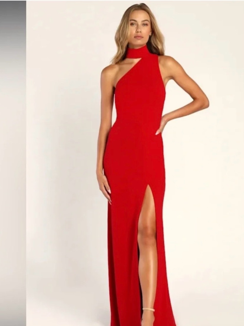 Lulu's One-Shoulder Red Evening Gown